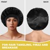 Selalu 2Pcs Satin Bonnet for Sleeping, Silk Hair Wrap for Curly Hair with Elastic Wide Band, Black Satin Bonnet for Women (Black, Red)