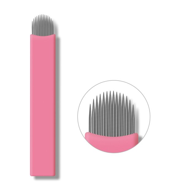 30PCS Nano Microblading Needles 0.15MM Pink Nano Fine Blade Tattoo Eyebrow Blades Microblade Embroidery Needles for 3D Eyebrow Semi Permanent Makeup (0.15mm 14U)