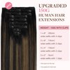 GOO GOO Clip in Hair Extensions Real Human Hair, 20inch 150g 9Pcs, 1B/6/1B Balayage Natural Black to Chestnut Brown, Remy Human Hair Extensions Clip ins for Women, Natural Human Hair