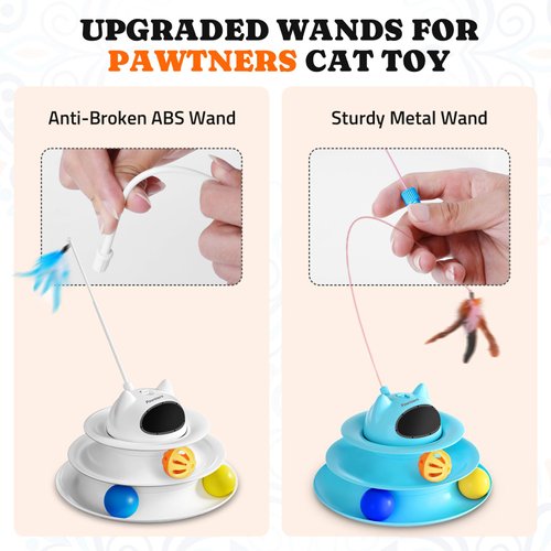 Pawtners 10 Pack Accessories Replacements 5 in 1 Hide and Seek Cat Toy with Feathers, Metal Rods, Balls.