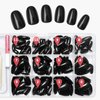 Bellelfin 360Pcs Short Press on Nails, Glossy Short Oval Fake Nails Black Acrylic Press on Nail Oval Press on False Nails with Glue and 5 Sheets Jelly Tabs for Women Girls Fingernails Artificial