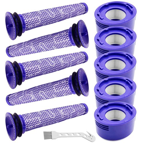10 Pack Replacement Vacuum Filters Compatible with Dyson V7, V8 Cordless Vacuums - 5 Pre-Filters, 5 Post-Filters