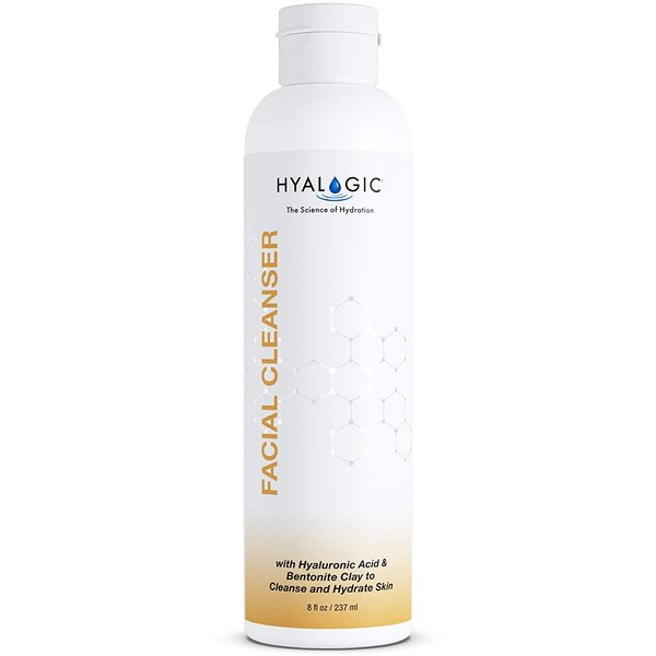 Hyalogic Bentonite Clay Facial Cleanser 8oz Premium Spa Face Wash With Hyaluronic Acid (HA) and Cleansing Clay for Deep Cleaning & Naturally Moisturizing Skin Care - 8 Ounce