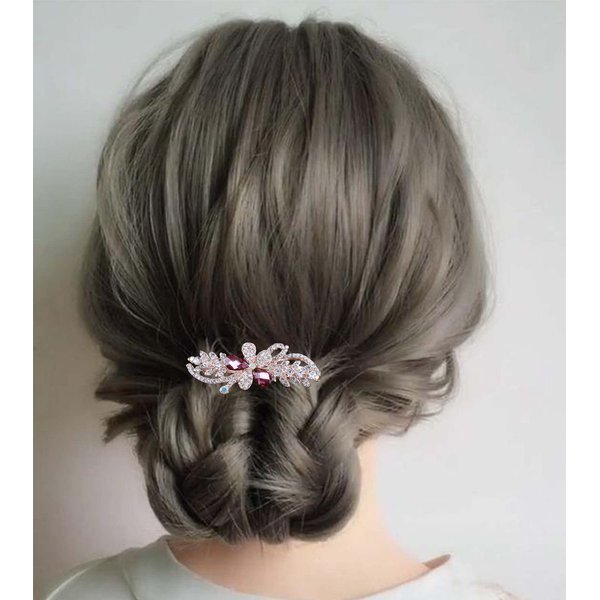 Zeshimb Bridal Hair Clip Barrette Crystal Wedding Headpieces Purple Crystal Hair Barrette Rhinestone Bride Headwear Wedding Hair Accessories for Women and Girls ( Purple )