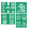 DGAGA 4PCS Coffee Stencils Reusable Silk Screen Stencils Drink Chalk Stencils Transfers Mesh for Chalk Paste Adhesive Stencils Coffee Screen Print Stencils for Wood/T-Shirt/Pillow/Canvas/Glass