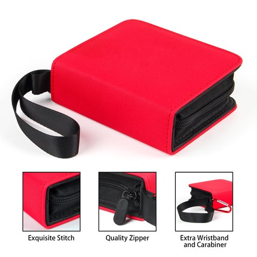 GEAoffice Mini Card Binder 1 Pocket with 80 Pockets, Premium Small 2 Pocket Trading Card Collection Album Folder with 40 Sleeves Double Sided - Gifts for Kids, Red