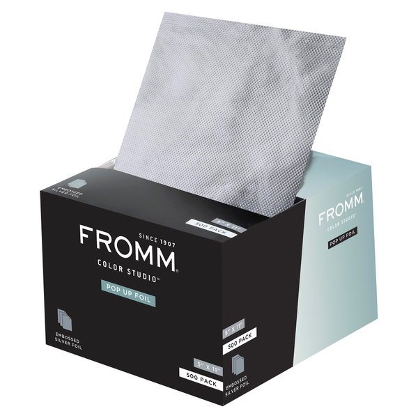 Fromm Color Studio Lightweight Pop Up Hair Foil in Silver, 5" x 11" Embossed Aluminum Foil Sheets, Hair Foils for Highlighting and Coloring - 500 Foil Sheets