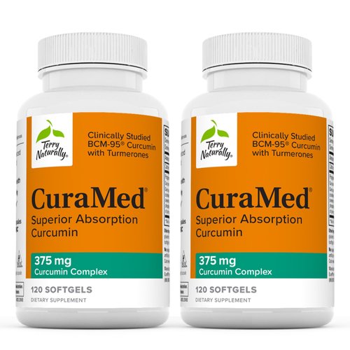 Terry Naturally CuraMed 375mg - Antioxidant Supplement for Brain & Immune Health Support - Dietary Supplement with Curcumin & Turmeric Essential Oil - Herbal Liver Support - 120 Softgels (Pack of 2)
