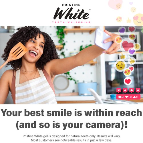 Pristine White Teeth Whitening Gel Refill Syringes Kit, 22% Carbamide Peroxide, Vegan, Organic Tooth Whitening Kit for Sensitive Tooth Bleach, Natural Teeth Whitener Solution, Pack of 3