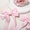 2PCS Silky Satin Hair Bows Pink Hair Ribbon Clips for women Ponytail Holder Hair Accessories Alligator Clips Hair Bow for Women Girls Toddlers Teens Kids