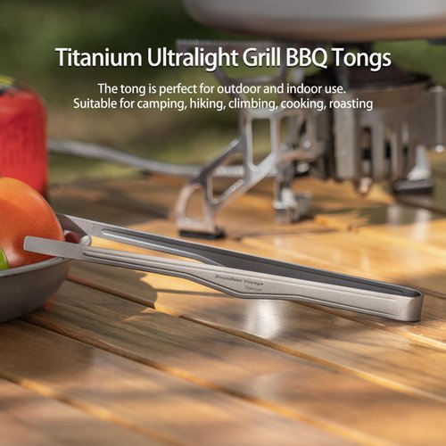 Boundless Voyage 6.7/10 inch Titanium Ultralight Grill BBQ Tongs Multipurpose Tweezer for Kitchen Food Tongs Buffet Salad Steak Clip Grill Accessories Anti-scalding (Ti1563A - (10 inches))