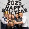 Black Happy New Year 2025 Balloons, 16 Inch 2025 Foil Number Balloons, 2025 New Years Decorations for New Years Eve Party Supplies 2025 New Years Eve Décor