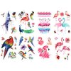 Oottati 8 Sheets Temporary Tattoo Stickers, Waterproof Arm Leg, Parrot Bird Peacock Macaw Pink Flamingo Butterfly Flower for Women