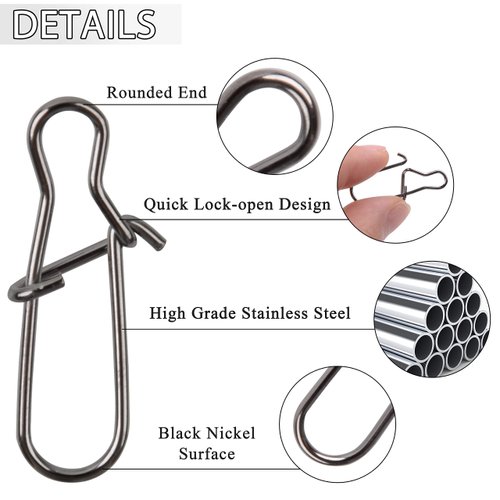 Duo Lock Fishing Snap Kit, Stainless Steel Fishing Nice Snap Swivels High Strength Fishing Snaps and Clips Fishing Connector Tackle Kit for Saltwater Freshwater (150ocs)