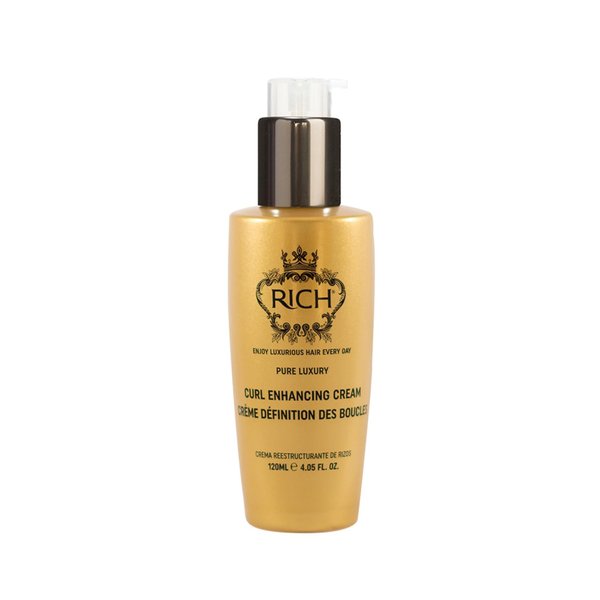 RICH Pure Luxury Curl Defining Cream for Curly & Wavy Hair - Controls Frizz and Add Natural Bounces - Enrich with Argan Oil, Coconut Oil & Hydrolyzed Wheat Protein - 4.05 Oz.