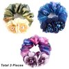 AsggBah 3pcs Premium Women Hair Elastic Scrunchies with Flower & Crystal Deco Elegant Hair Ties Hair Band Hair Accessory for Ponytail Hairball