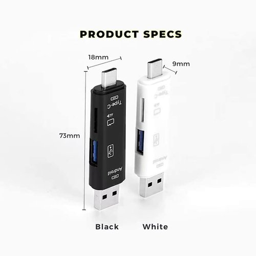 5 in 1 Multifunction Card Reader Compatible with Asus ProArt Display PA329CV for Backup Expansion USB Type-C/MicroUSB/Tf/USB 2.0/ SD Card Reader (White)