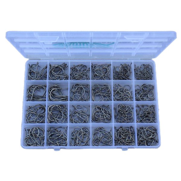Freshwater Saltwater Fish Hooks Bulk Fishing Hooks Set Worm Catfish Hooks Fish Gear Equipment Supplies(400 PCS)