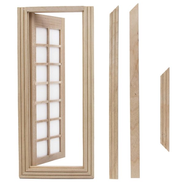 AUEAR, 1:12 Dollhouse Miniature Furniture Unpaint Wooden Doors for DIY Scene Doll Home Furniture Craft (14 Panel)