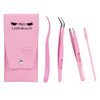 PRO Lash Tweezers Eyelash Applicator for Lash Clusters 3 IN 1 DIY Lash Extension Professional Lash Tweezers Kit Super Grip Eyelash Tweezers with Lash Brush(3 pcs-02)