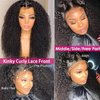 Skouty 24 Inch Afro Kinky Curly Human Hair Wig 13x4 HD Lace Front Wigs 180 Density Glueless Wigs Human Hair Pre Plucked Brazilian Kinky Curly Lace Frontal Wigs for Black Women Virgin Human Hair