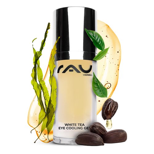 RAU White Tea Eye Cooling Gel (1.02 fl. oz) - Gentle Gel with White Tea, Allantoin, Jojoba Extract & Algae Extract - Removes Eye Bags, Dark Circles and Crow´s Feet with its Firming Anti-Aging Effects