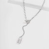 fxmimior Dainty Gold Silver Chain Y Long Layered Necklace Stackable Lock Choker Necklace Minimalist Necklace Chain Jewelry for Women and Girls (Silver)