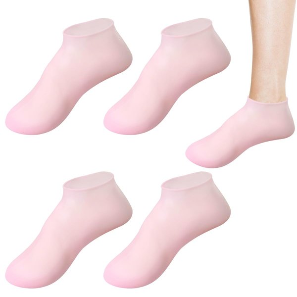2 Pairs Silicone Moisturizing Socks Spa Pedicure Socks,Women's Silicone Elastic Socks for Foot Hand Softening, Calluses, Foot Care After Pedicure