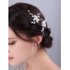 JWICOS Pearl Bridal Hair Pins Silver Crystal Bride Hair Piece Wedding Flower Hair Accessories for Women and Girls (Pack of 2)