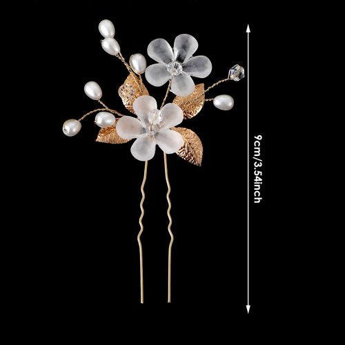 5Pcs Bridal Hair Pins, Peal Flower Hair Pins Gold Wedding Hair Piece Hair Accessories Hair Flowers for Women Girls