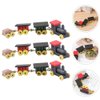 Alasum 3pcs Mini Wooden Train Set Christmas Miniature Retro Steam Train Simulation Steam Train Model Sculpture for Xmas Table Adornment, 9.70X1.80X1.10CM