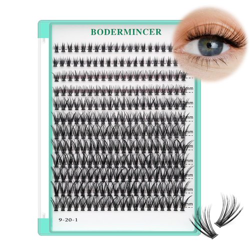 Bodermincer Black/Colored Cluster Lashes 240pcs 20D/40D DIY Eyelash Extension D Curl Long Individual Lashes Mixed Tray Faux Mink Lash Clusters Extensions 8-22mm (30D 8-10-12-14-16mm MIX)