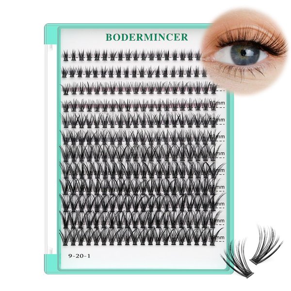 Bodermincer Black/Colored Cluster Lashes 240pcs 20D/40D DIY Eyelash Extension D Curl Long Individual Lashes Mixed Tray Faux Mink Lash Clusters Extensions 8-22mm (30D 8-10-12-14-16mm MIX)