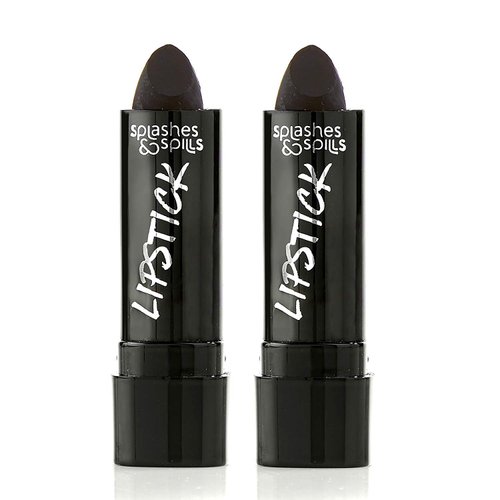 splashes & spills Vivid Black Lipstick - 2 Pack - Bold, Translucent, No Sheen Lip Color With Matte Finish - Makeup and Cosmetics