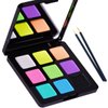 Bowitzki 9 Colors Water Activated Eyeliner Hydra Liner Graphic Cake Aqua Eye Liner Retro Makeup Pastel UV Glow Color Neon Face Body Paint