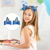 4 Pcs Dog Birthday Party Supplies,​ Blue Ears Hair Clips, Dog Ears Hair Barrettes, Blue Party Bow Decorations Accessories for Halloween Costume Cosplay (Blue, Orange)