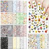 IDDFEVE 30 Sheets All Holiday Nail Art Stickers, Variety Pack Seasonal Nail Decals, Self-Adhesive Colorful Design for Daisy Flowers Butterflies Star Halloween Christmas