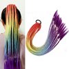 Girls Rainbow Ponytail Hair Extensions Accessories Kids Colorful Wigs Rainbow Braids Hair Extensions With Rubber Bands Rainbow Braided Ponytail Synthetic Hairpieces for Kids Crazy Hair Day Accessories