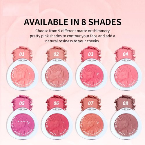 MAEPEOR Matte Face Blush 8 Colors Lightweight Natural Look Face Blush Long-Lasting and Highly Pigmented Powder Blush for Cheeks (Color 08)