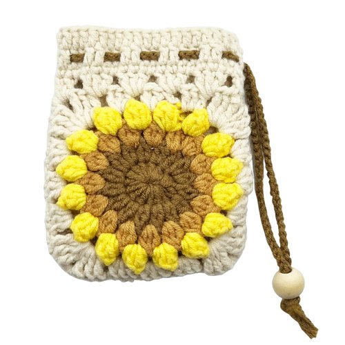 Hug & Love Handmade Crochet Finished Sunflower Soap Bags, Natural Cotton Soap Savers for Bar Soap, Foaming and Drying The Soap