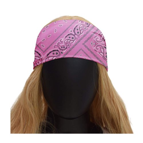 SAE99 Paisley Print Headband, Head Wrap, Stretchy Headband, Sport Yoga Headband Fits All (Pink)