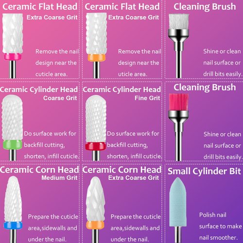 30Pcs Nail Drill Bits Set with Cute Nail Drill Bits Holder Case Nail Drill Bits for Acrylic Nails Professional Ceramic Drill Bit Diamond Carbide Cuticle Remover Efile Bits 3/32 Inch