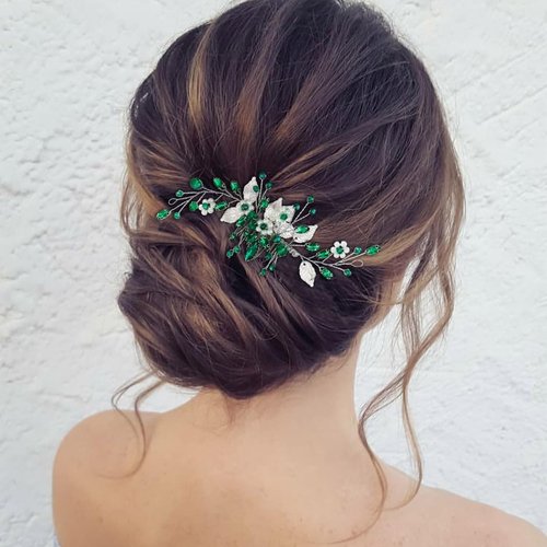 VMila Wedding Pearl Hair Comb Wedding Hair Comb Bridal Hair Accessories Pearl Flower Hair Accessories For Women Girls Wedding Hair Accessories (Green Pearls)
