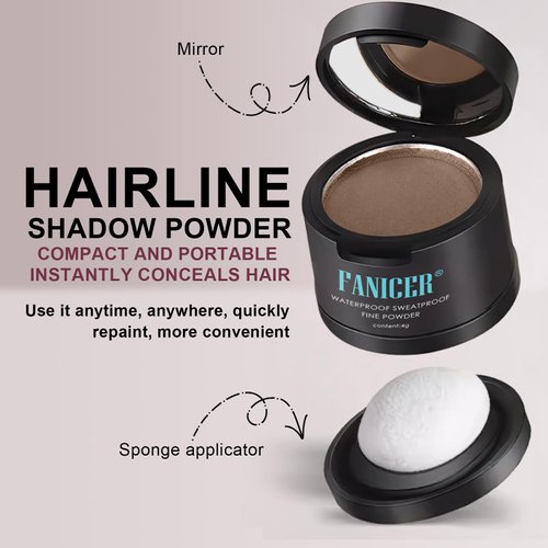 Instantly Hairline Powder,Root Cover Up Hairline Shadow Powder, Root Touch Up Hair Powder,Quickly Conceals Hair Loss, Eyebrows, Beard Line,Coverage Hair Powder for Thinning Hairline-Dark Brown