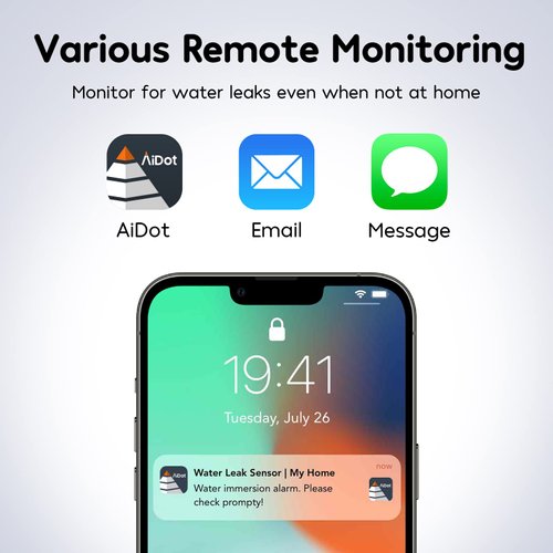 Winees WiFi Water Leak Detector, 3 Pack Water Sensors with 100dB Adjustable Alarm, Leak Alert Email&SMS Notification, 100M Transmission for Basement, Bathroom, Laundry, IFTTT, S1 Plus, 2.4G WiFi Only