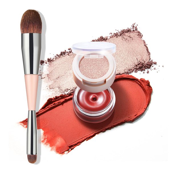 IMAKEUPNOW Cream Blush for Cheeks Eyes Lips, Creamy & Buildable Matte Finish with Applicator, Face Makeup Stack - #001 Withered Rose