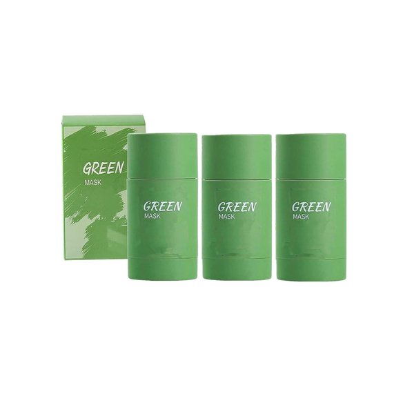 Bupposes Green Tea Face Mask Clay Stick, Blackhead Remover with Green Extract for Face, Deep Cleanse Face Mask Skin Care, Moisturizing, Oil Control for All Skin Types of Men Women (green 3PC)