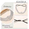 NAISKA Silver Crystal Rhinestone Head Chain Multi Layered Elastic Adjustable Rhinestone Hair band Wedding Bridal Forehead Headpieces Caps Party Prom Hair Jewelry for Women and Girls