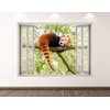 Red Panda Wall Decal Art Decor 3D Window Animal Sticker Mural Kids Room Custom Gift BL183 (30"W x 22"H)