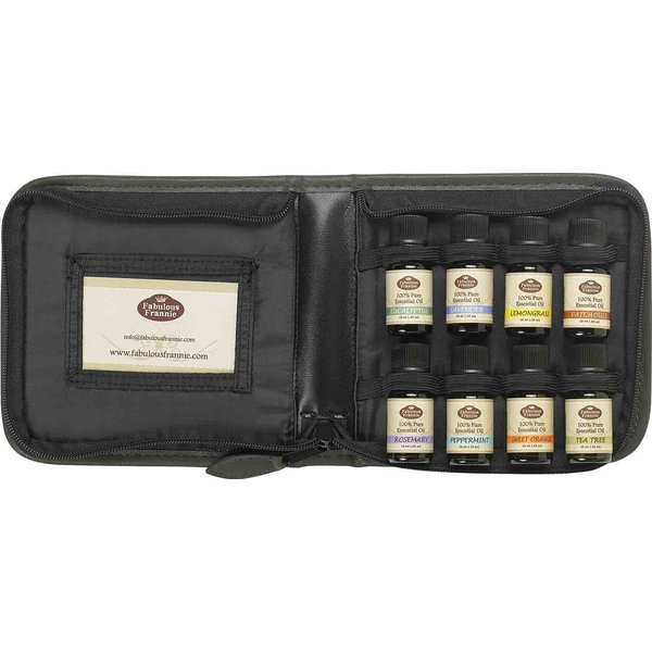 Fabulous Frannue Great Eight Set in Carrying Case osemary, Lavender, Sweet Orange, Lemongrass, Tea Tree, Patchouli, Peppermint and Eucalyptus Pure Essential Oils 10ml (Count of 8)